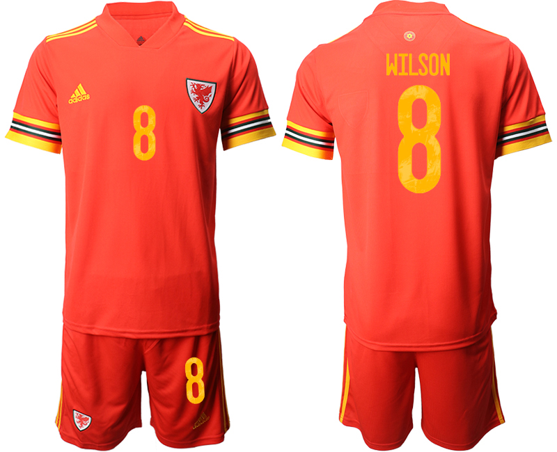 Men 2021 European Cup Welsh home red #8 Soccer Jersey